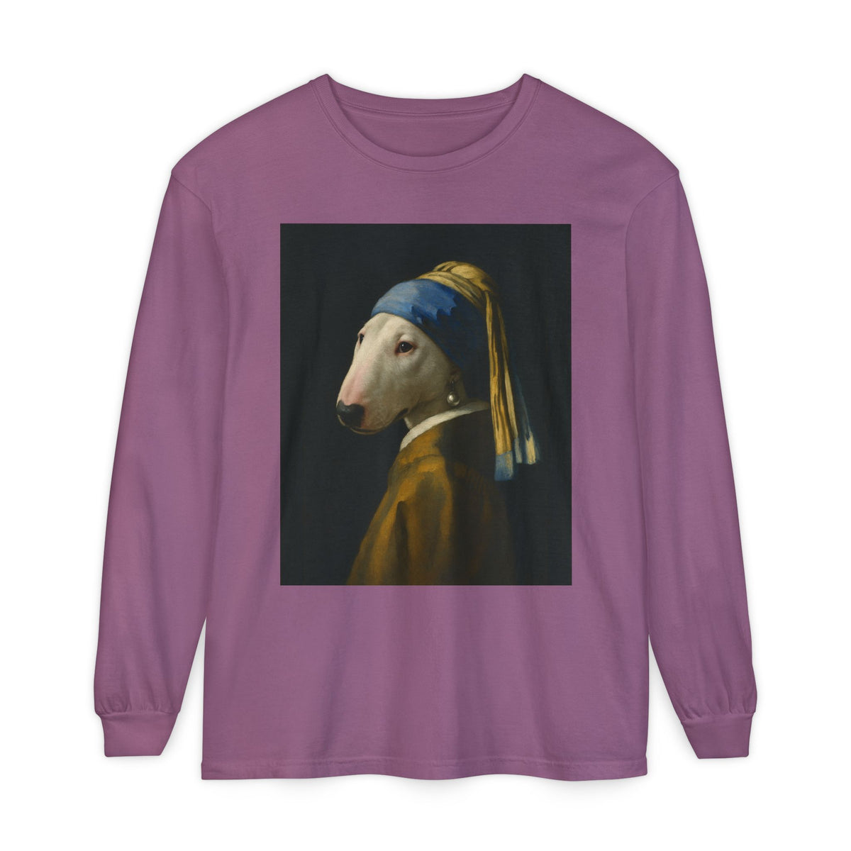 Bull Terrier Girl with a Pearl Earring — after Johannes Vermeer, c.1665 | Long Sleeve