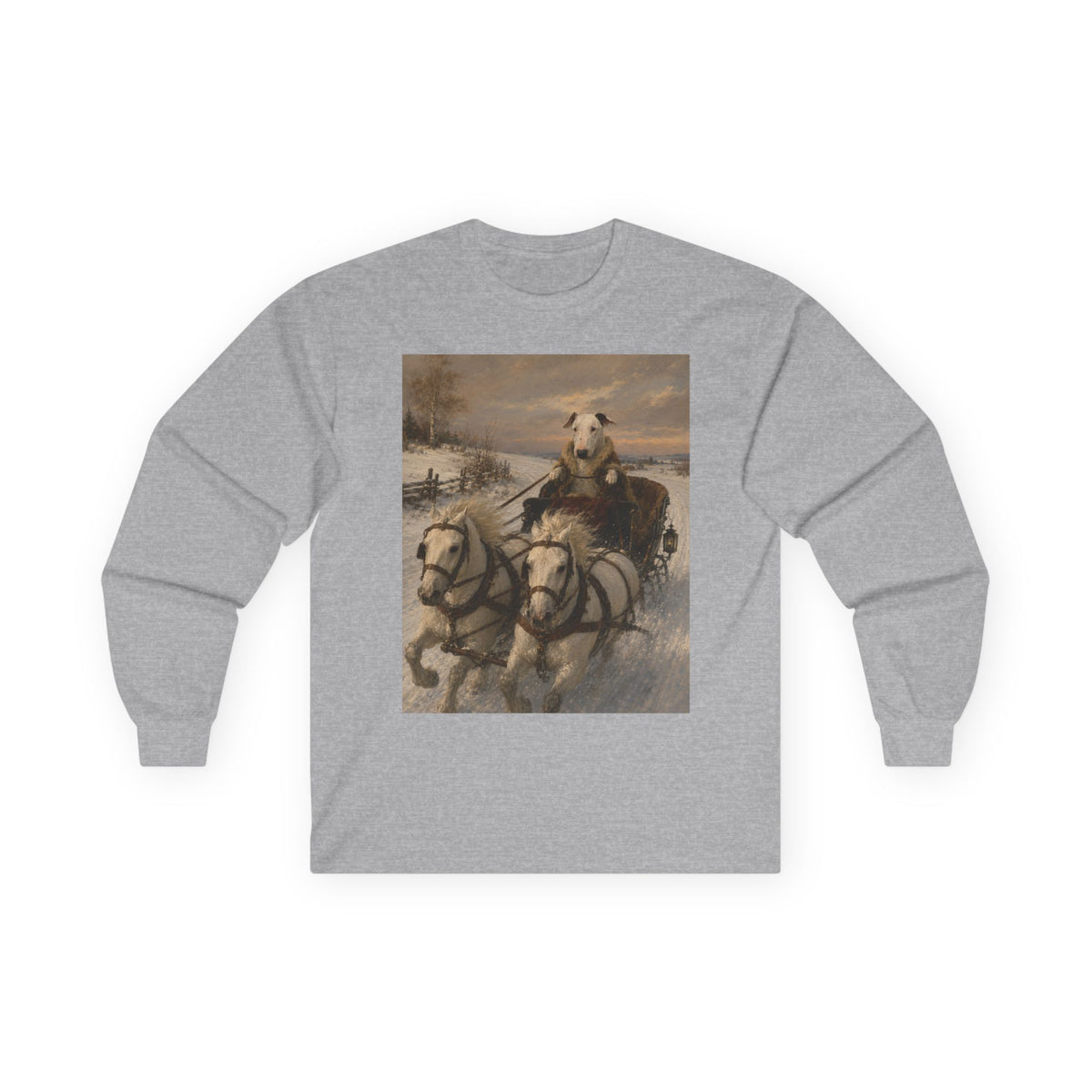Bull Terrier Sleigh Ride — after Alfred Wierusz-Kowalski, c.1890 | Long Sleeve