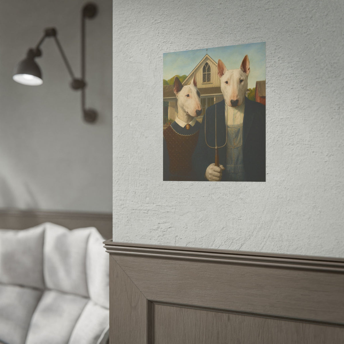 Bull Terrier American Gothic — after Grant Wood, 1930 | Print