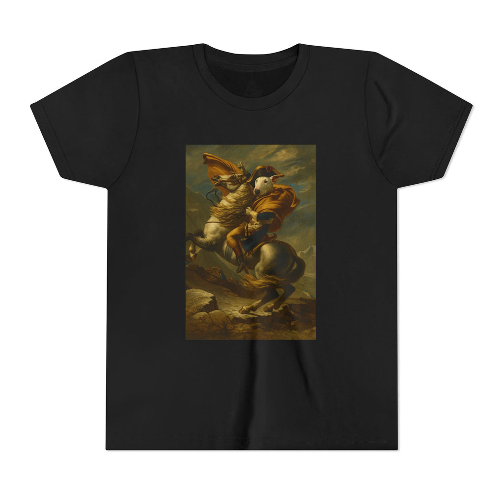 Bull Terrier Napoleon Crossing the Alps — after Jacques-Louis David, 1801 | Youth Tee