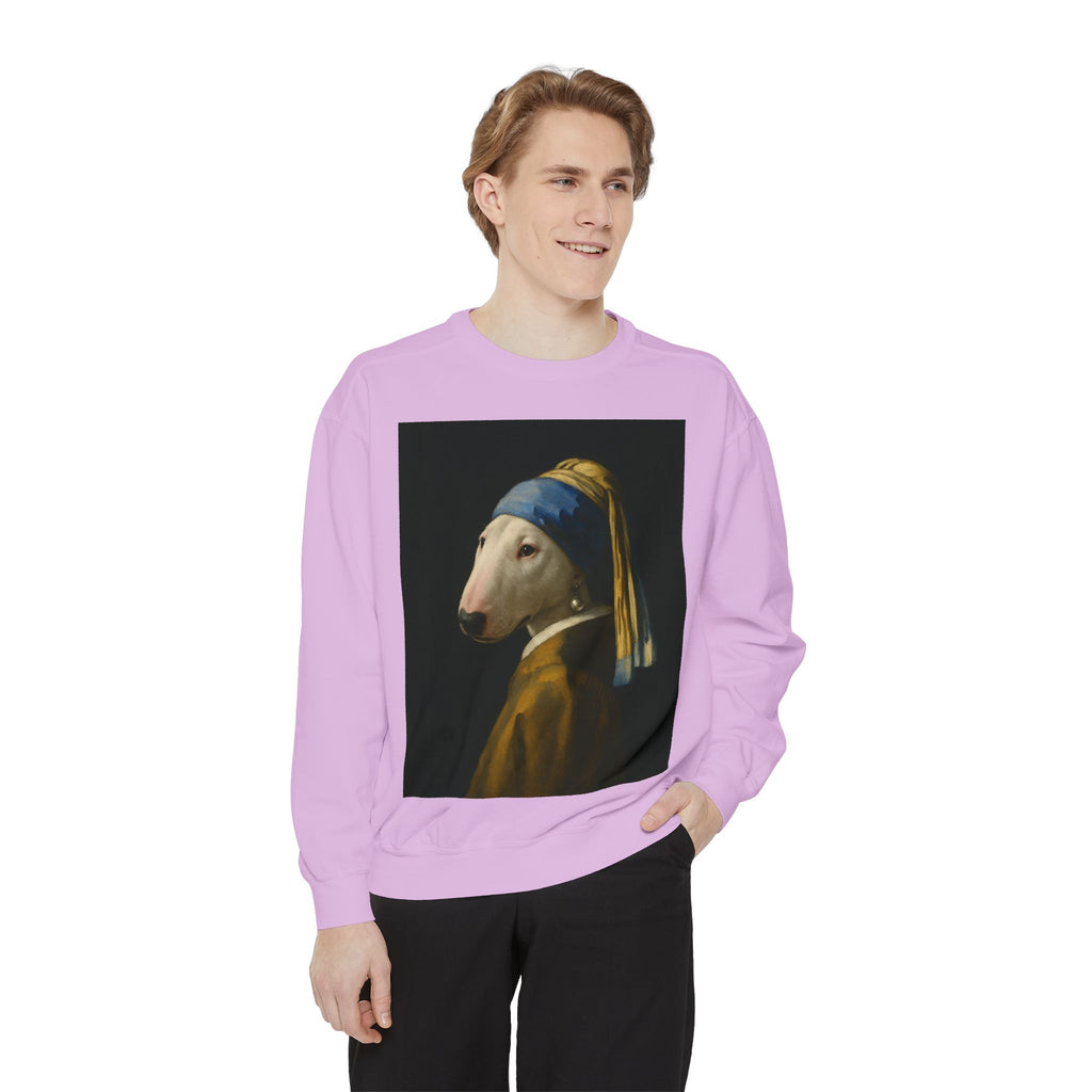 Bull Terrier Girl with a Pearl Earring — after Johannes Vermeer, c.1665 | Crewneck