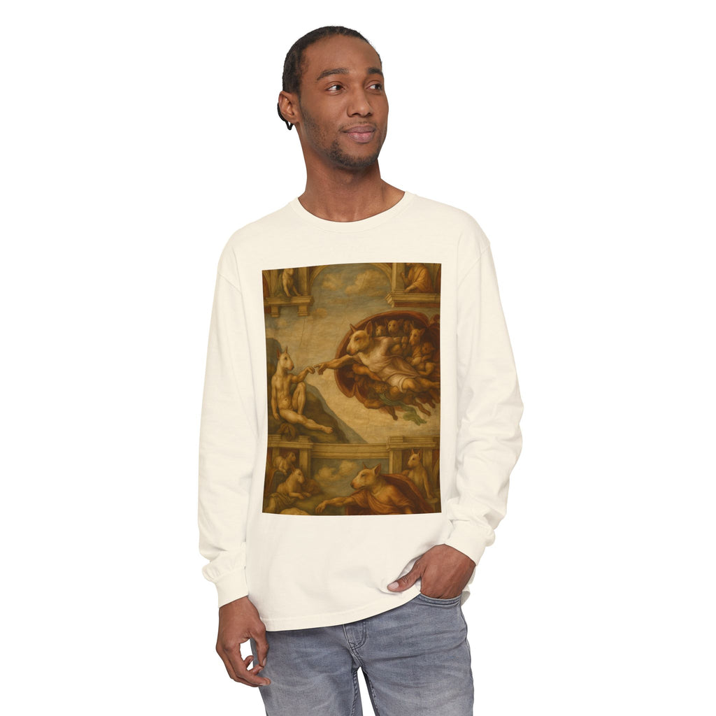 Bull Terrier The Creation of Adam — after Michelangelo, 1512 | Long Sleeve