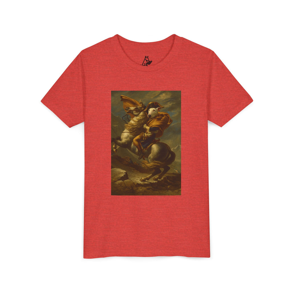 Bull Terrier Napoleon Crossing the Alps — after Jacques-Louis David, 1801 | Youth Tee