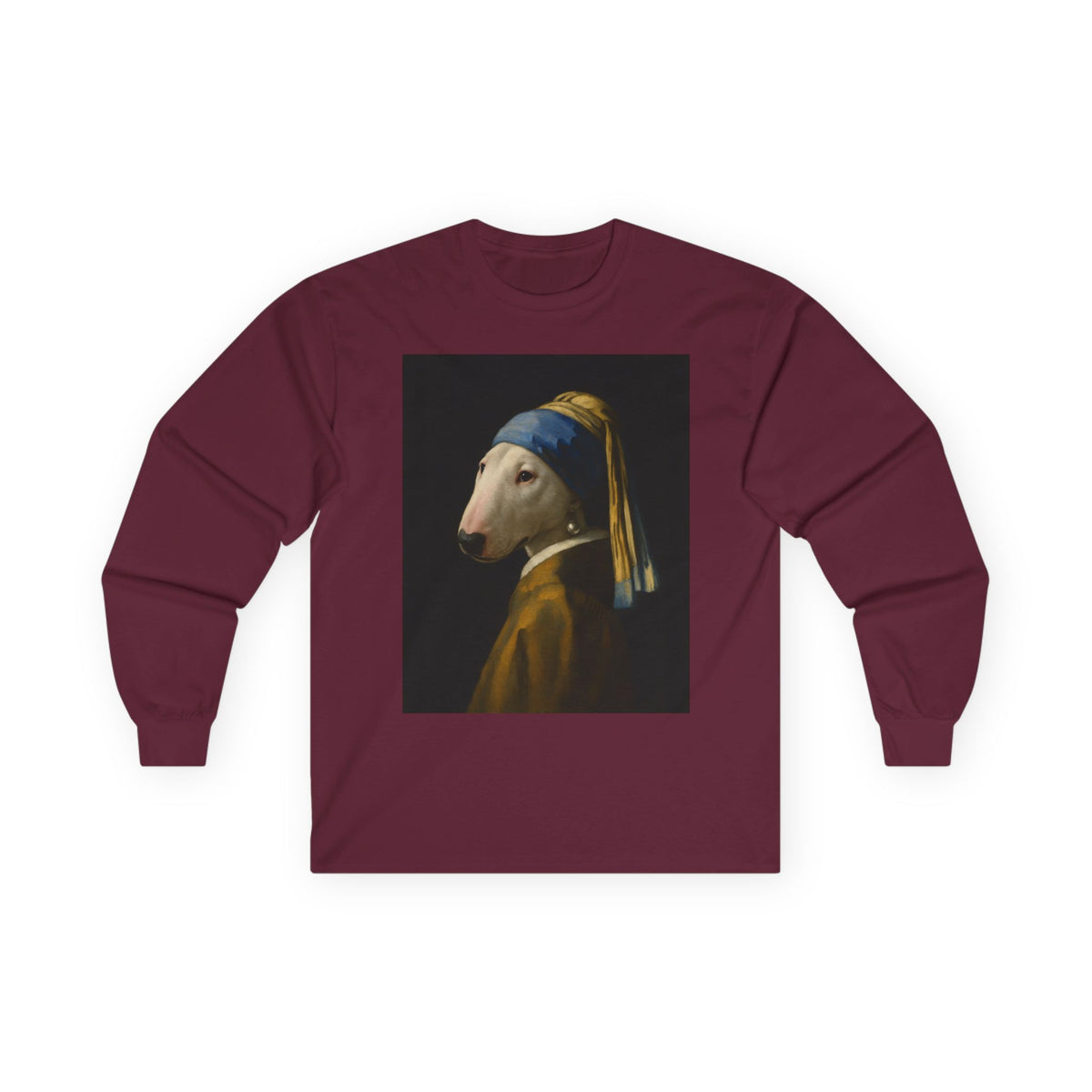 Bull Terrier Girl With A Pearl Earring — after Johannes Vermeer, c.1665 | Long Sleeve