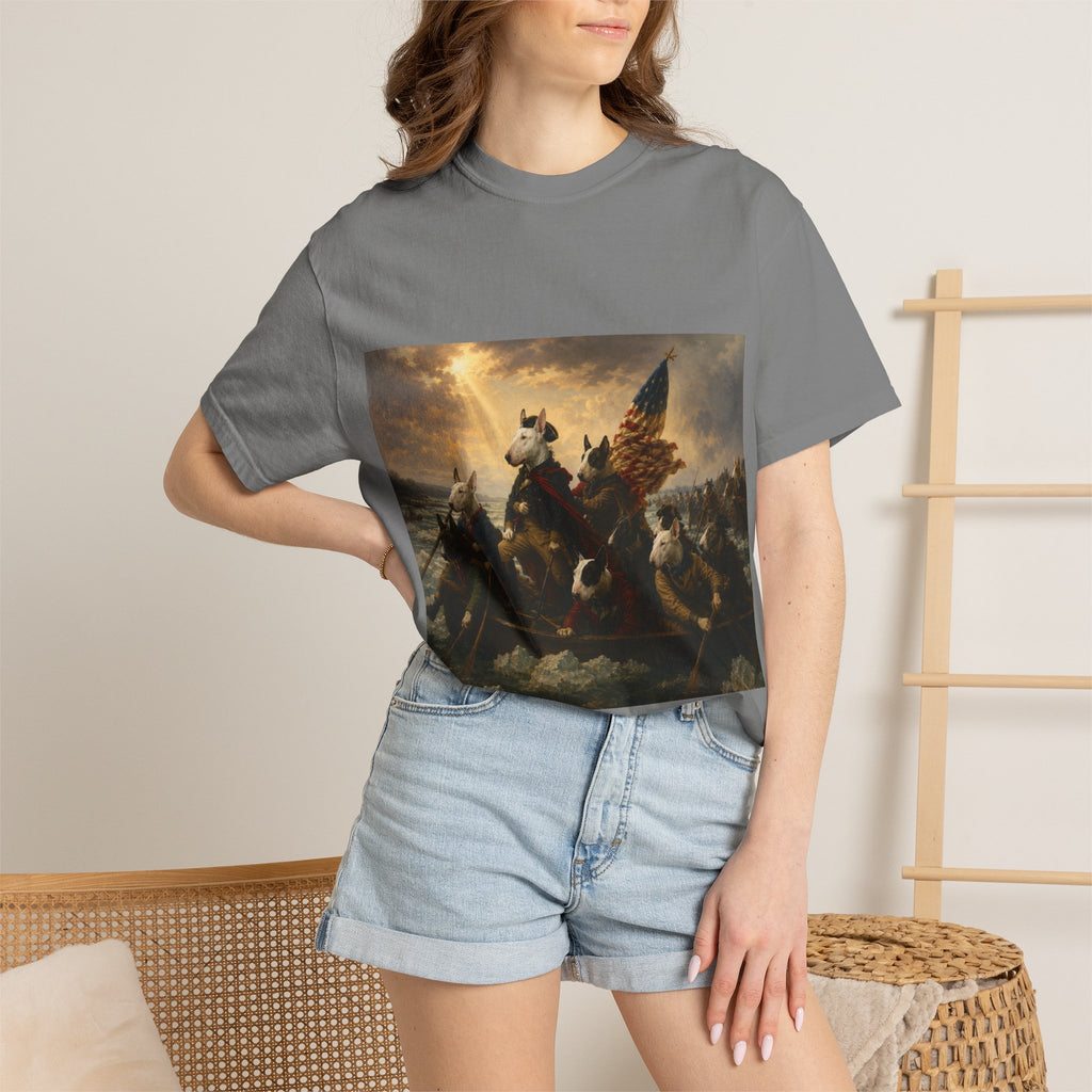 Bull Terrier Washington Crossing the Delaware — after Emanuel Leutze, 1851 | Garment-Dyed Tee