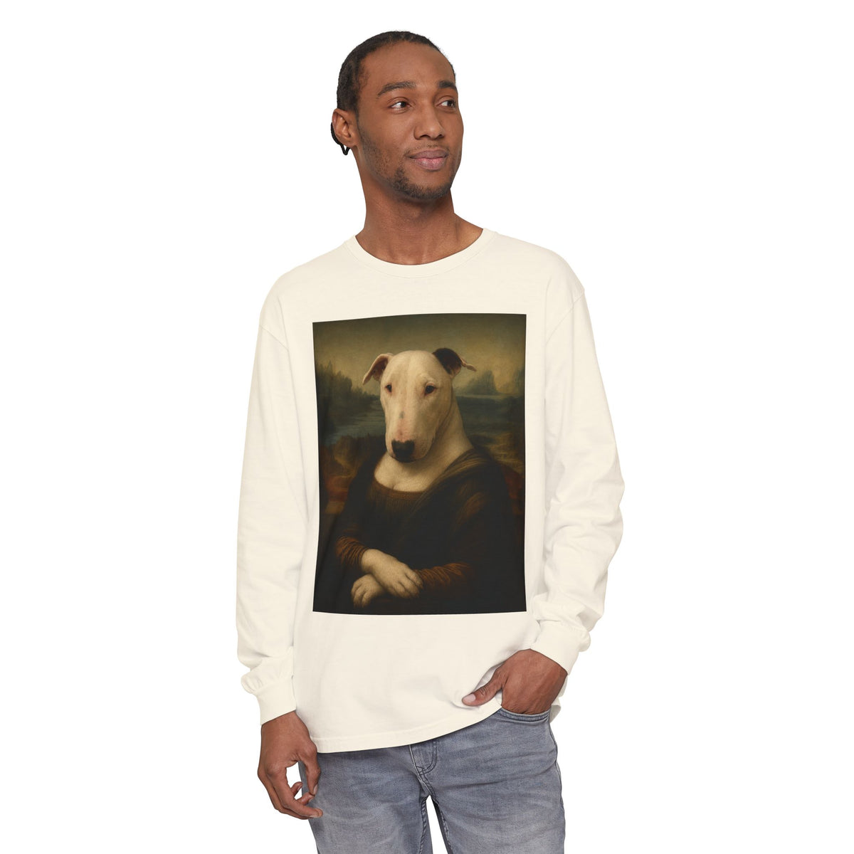 Bull Terrier Mona Lisa — after Leonardo da Vinci, c.1503 | Long Sleeve