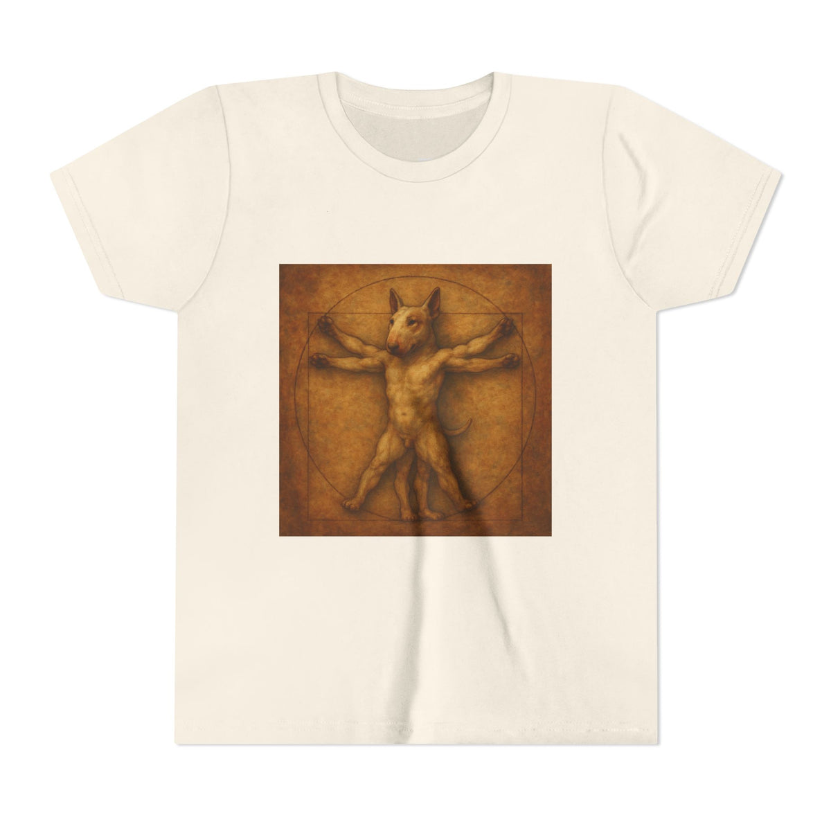 Bull Terrier Vitruvian Man — after Leonardo da Vinci, c.1490 | Youth Tee