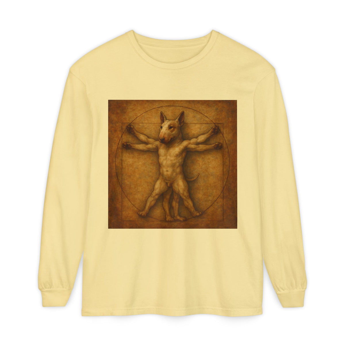 Bull Terrier Vitruvian Man — after Leonardo da Vinci, c.1490 | Long Sleeve