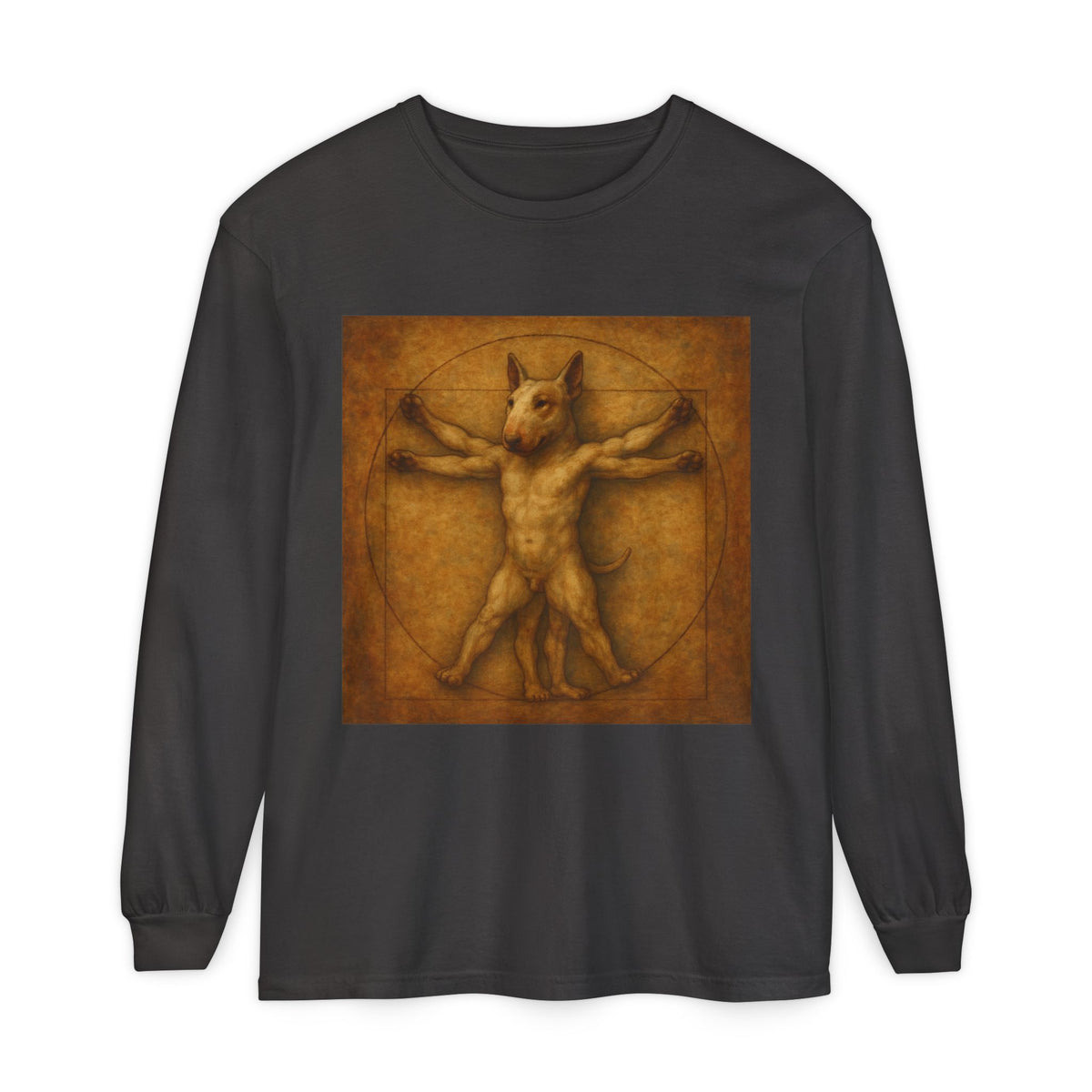 Bull Terrier Vitruvian Man — after Leonardo da Vinci, c.1490 | Long Sleeve
