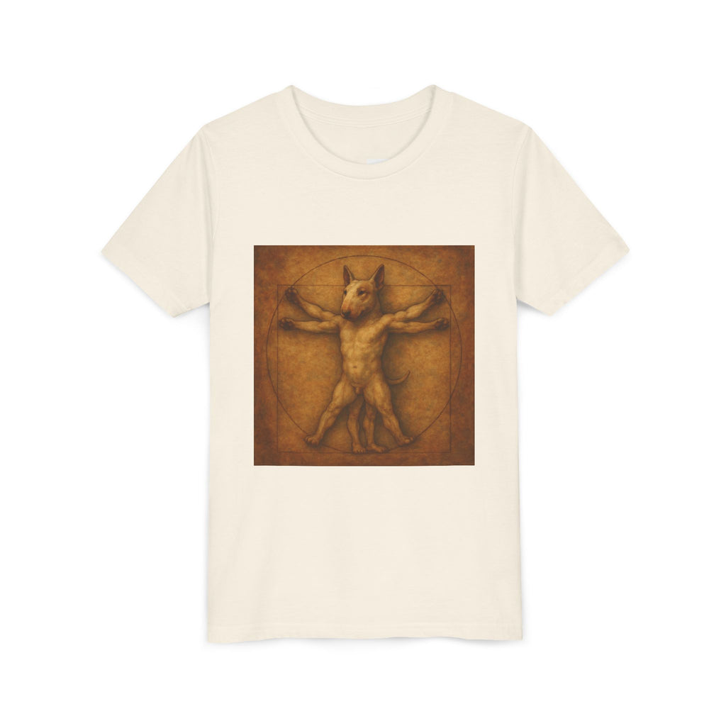 Bull Terrier Vitruvian Man — after Leonardo da Vinci, c.1490 | Youth Tee