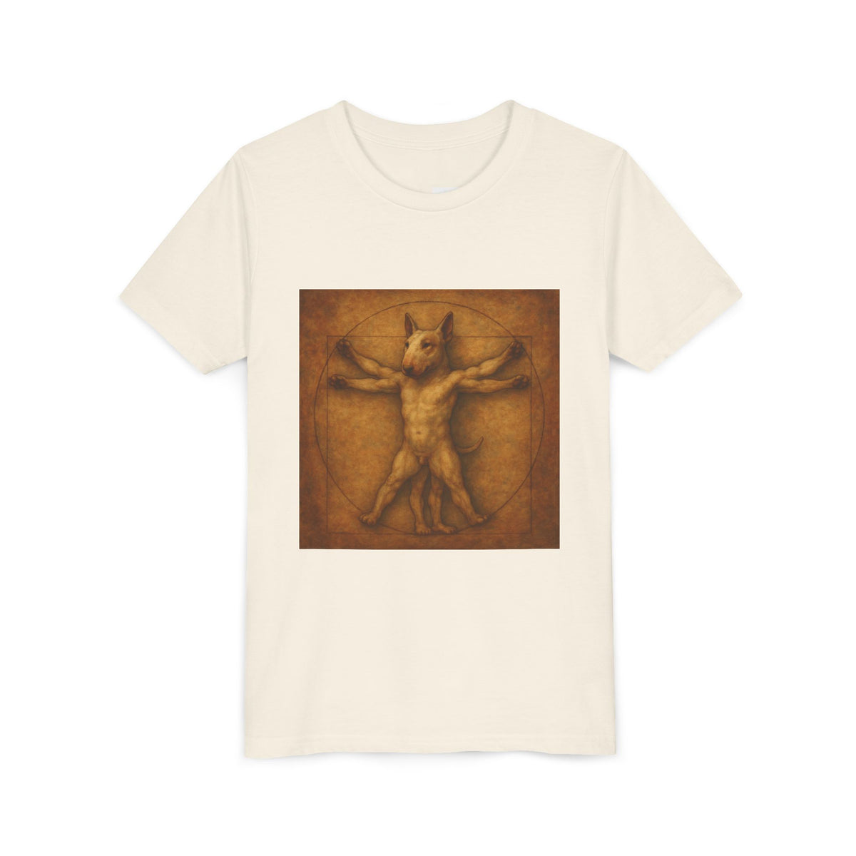 Bull Terrier Vitruvian Man — after Leonardo da Vinci, c.1490 | Youth Tee