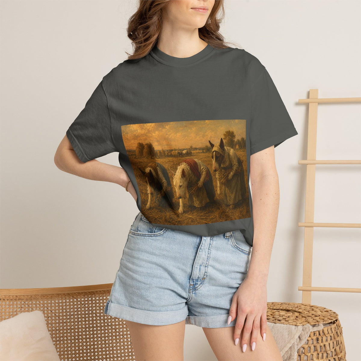 Bull Terrier The Gleaners — after Jean-Francois Millet, 1857 | Garment-Dyed Tee