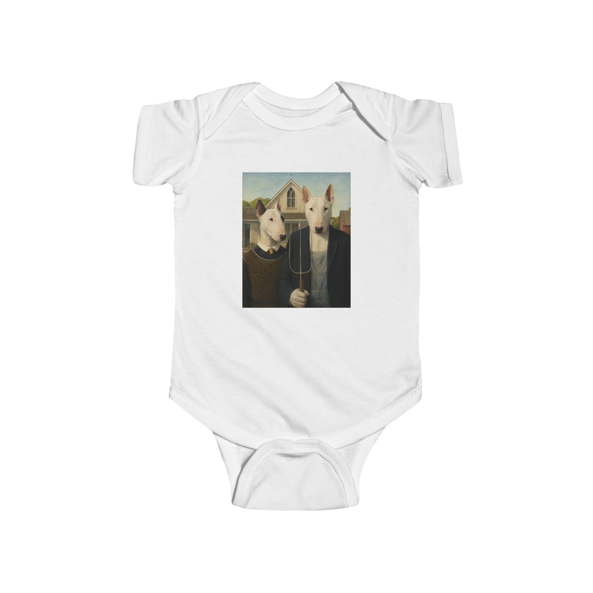Bull Terrier American Gothic — after Grant Wood, 1930 | Bodysuit