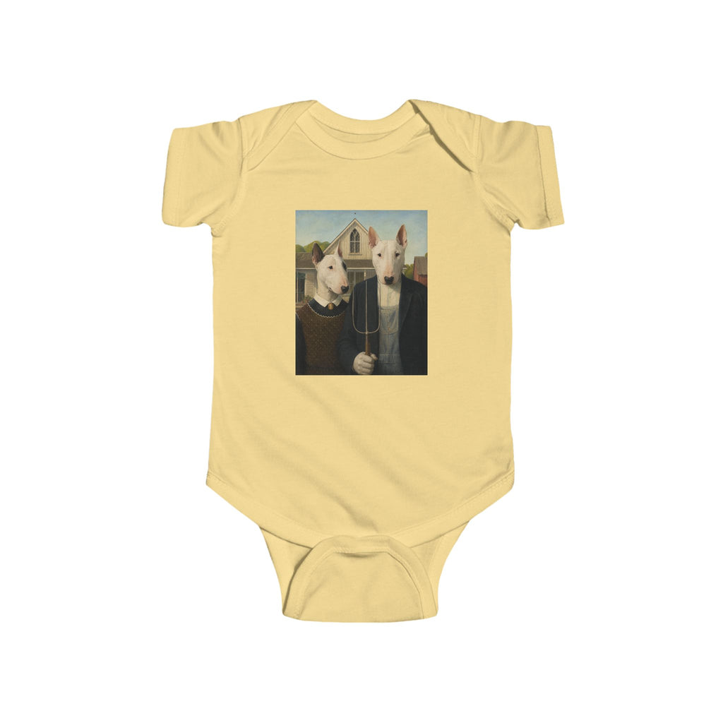 Bull Terrier American Gothic — after Grant Wood, 1930 | Bodysuit