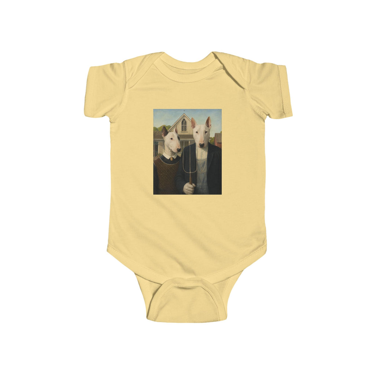 Bull Terrier American Gothic — after Grant Wood, 1930 | Bodysuit