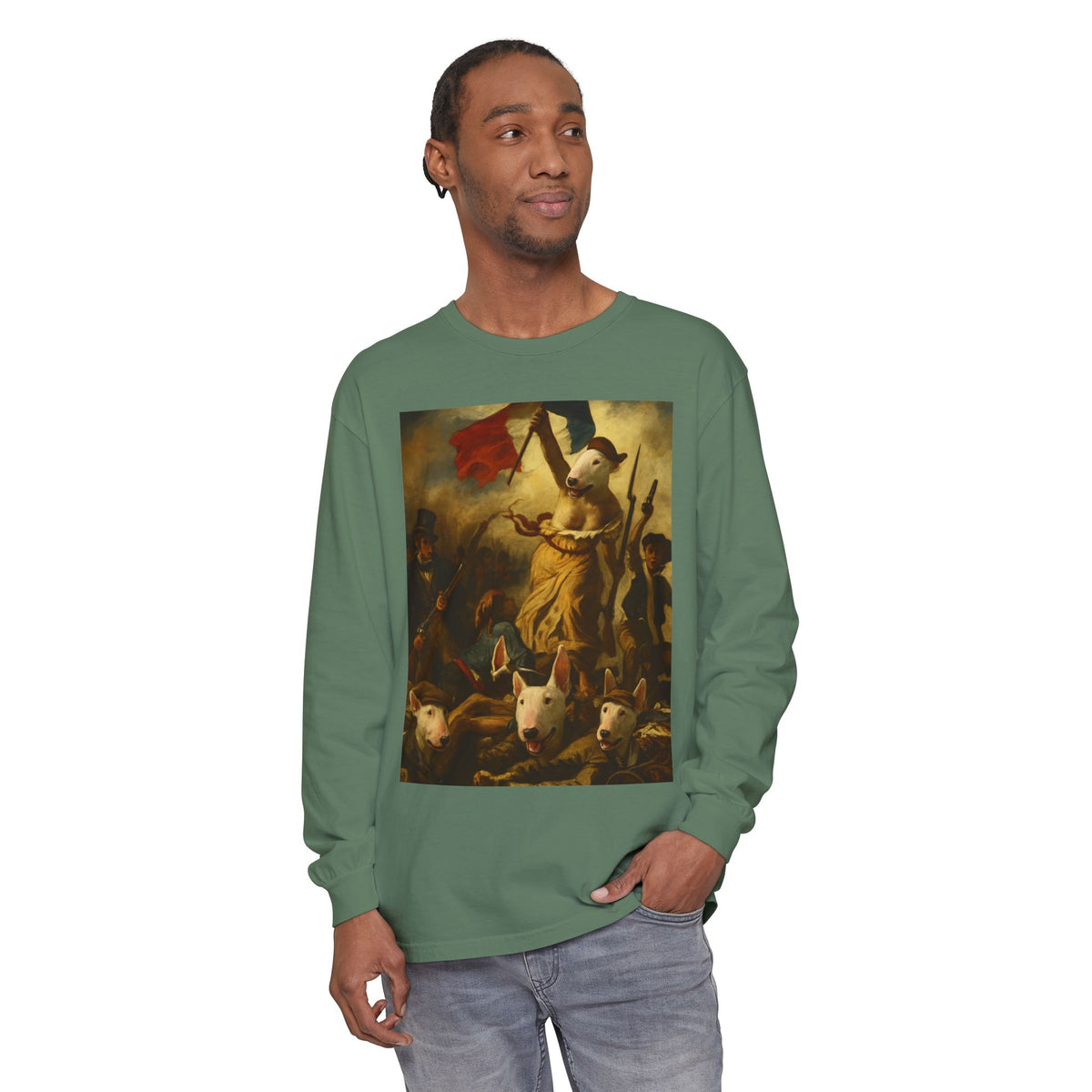 Bull Terrier Liberty Leading the People — after Eugene Delacroix, 1830 | Long Sleeve