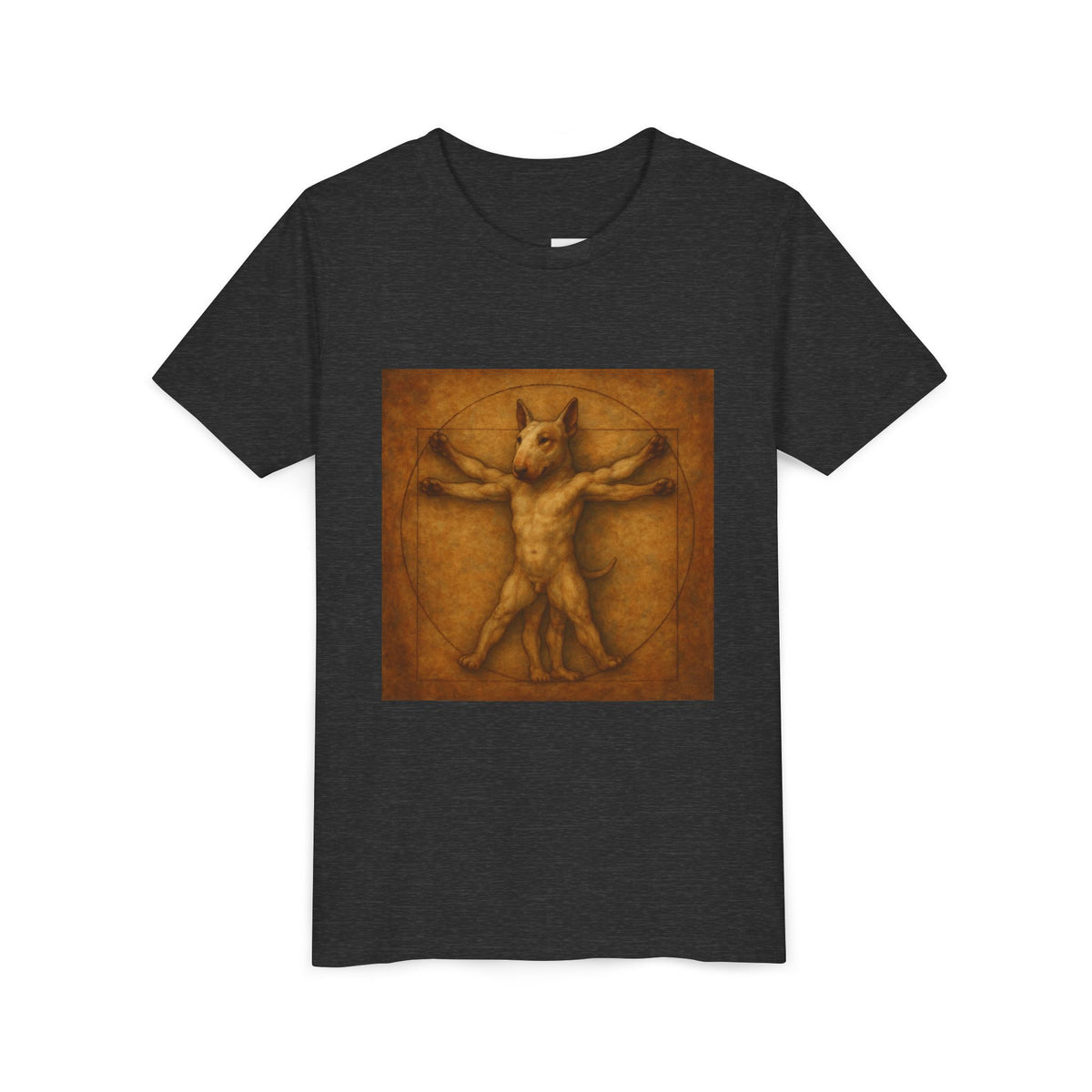 Bull Terrier Vitruvian Man — after Leonardo da Vinci, c.1490 | Youth Tee