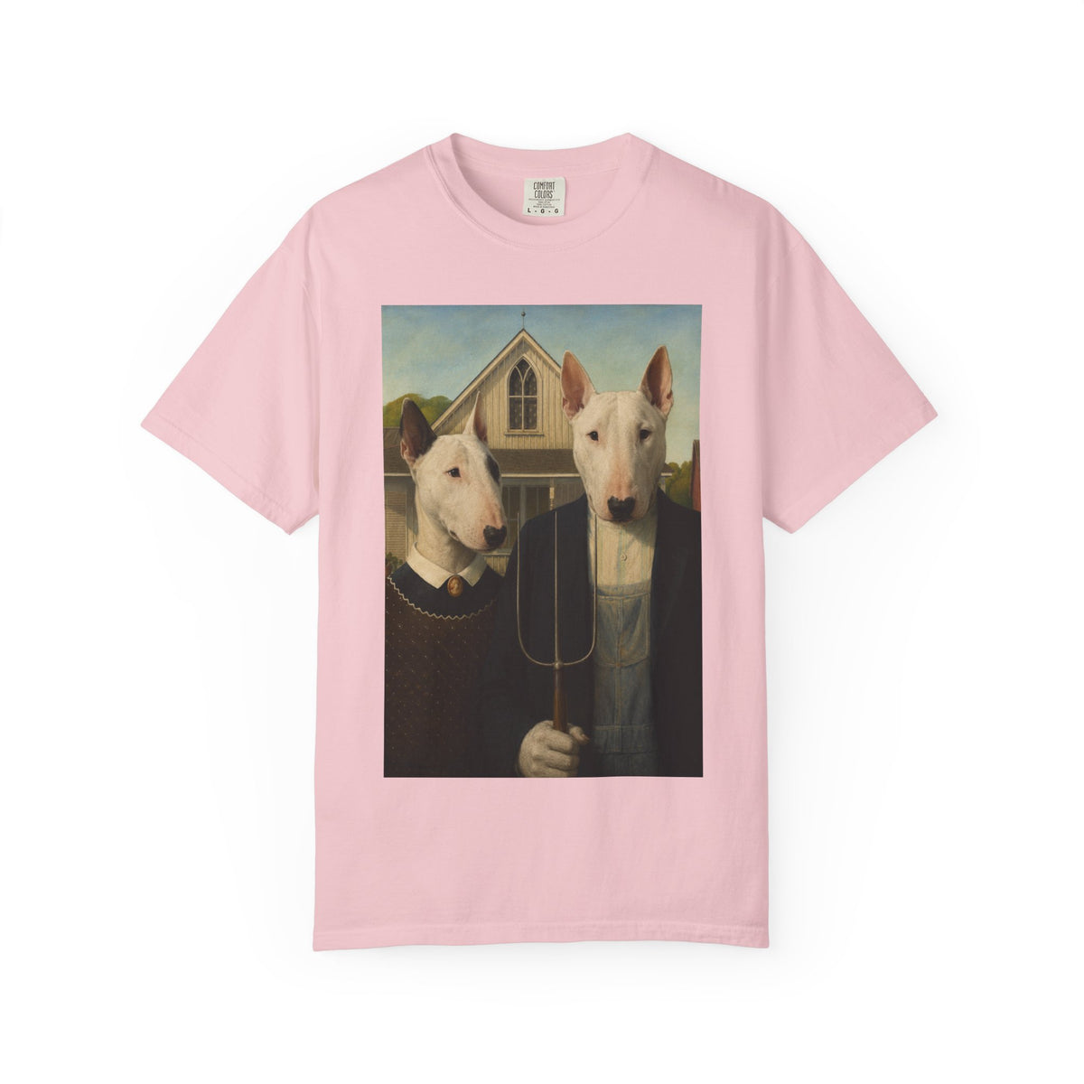 Bull Terrier American Gothic — after Grant Wood, 1930 | Garment-Dyed Tee