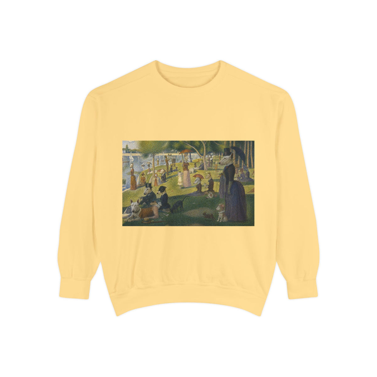 Bull Terrier A Sunday Afternoon on La Grande Jatte — after Georges Seurat, 1886 | Crewneck
