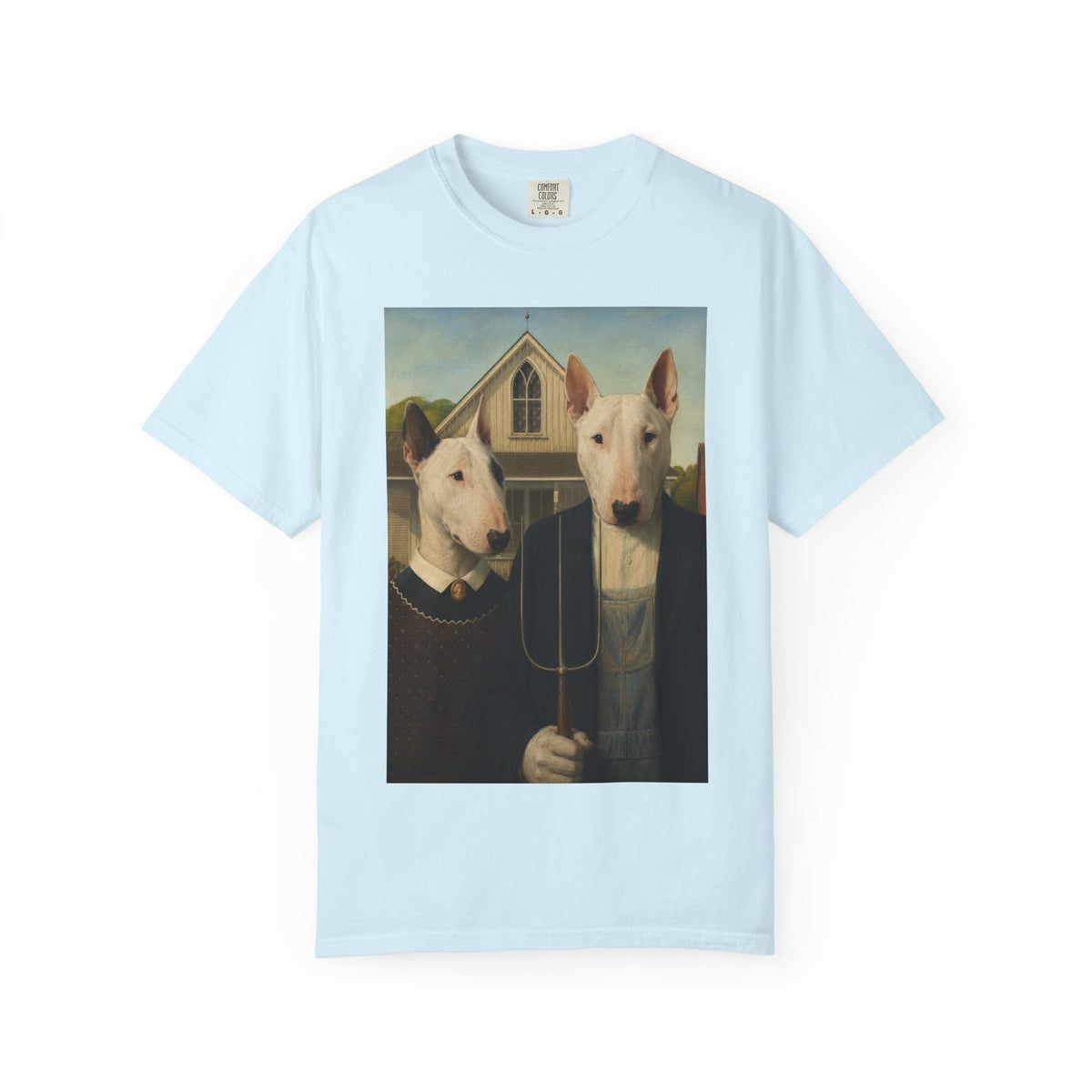 Bull Terrier American Gothic — after Grant Wood, 1930 | Garment-Dyed Tee