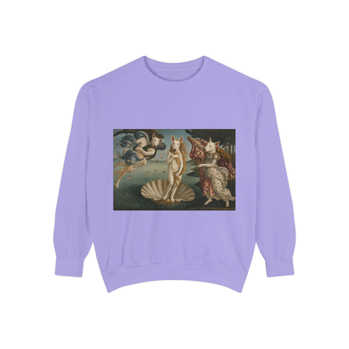 Bull Terrier The Birth of Venus — after Sandro Botticelli, c.1485 | Crewneck