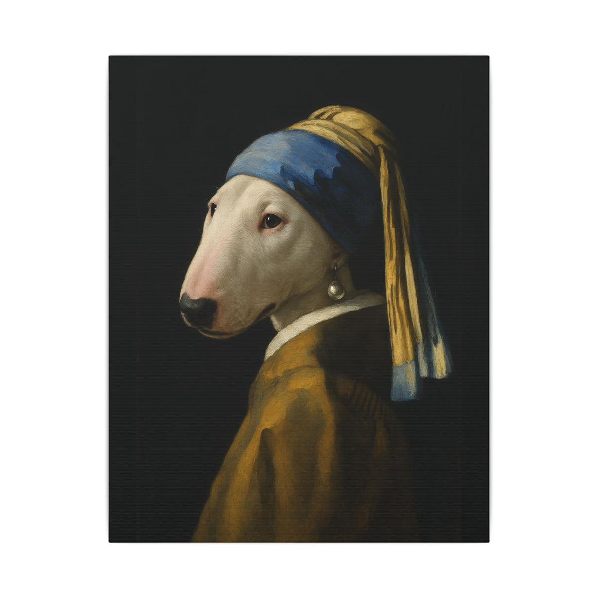 Bull Terrier Girl with a Pearl Earring — after Johannes Vermeer, c.1665 | Canvas