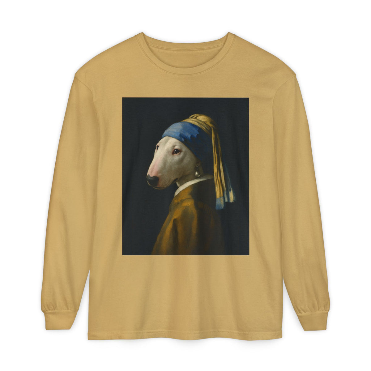 Bull Terrier Girl with a Pearl Earring — after Johannes Vermeer, c.1665 | Long Sleeve