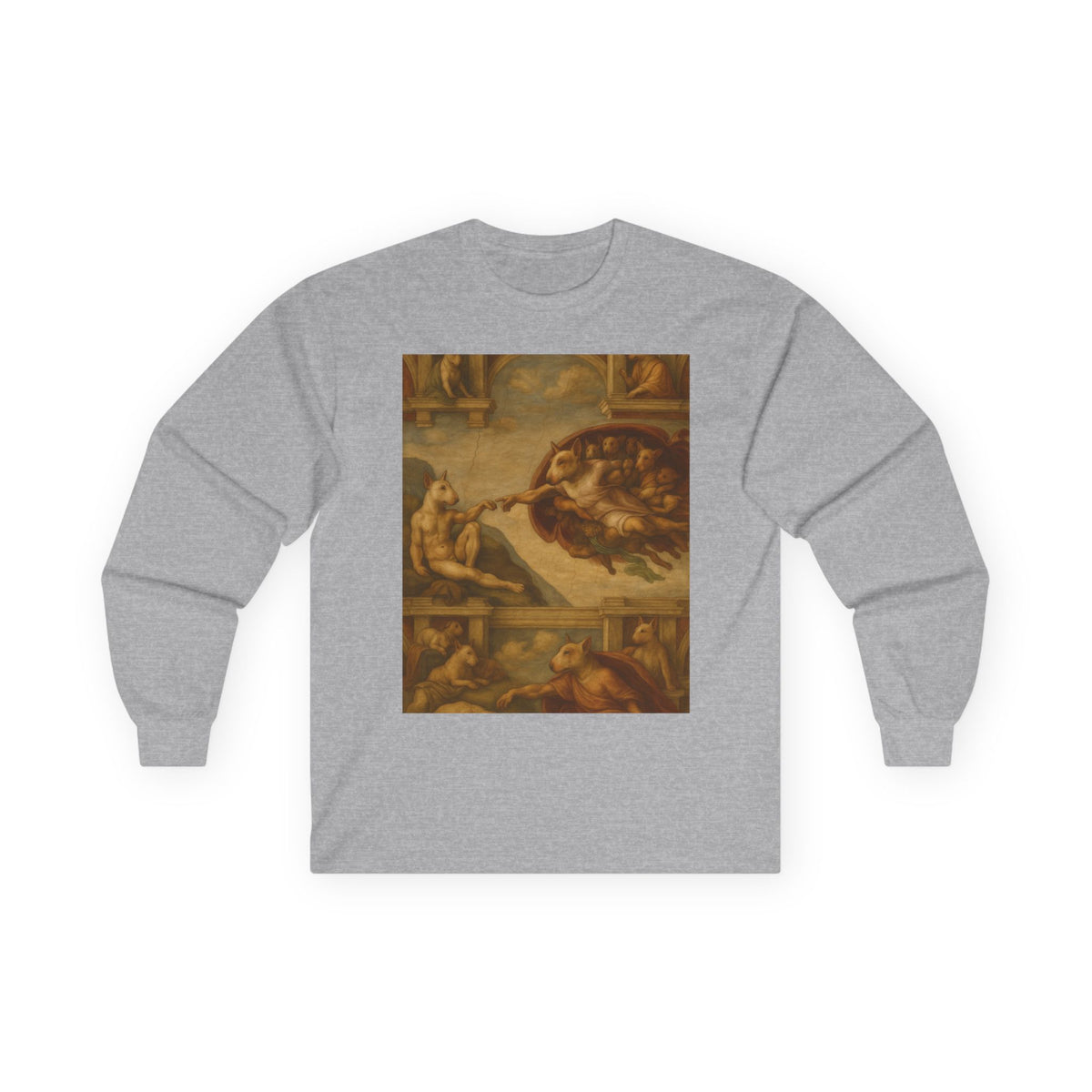Bull Terrier The Creation Of Adam — after Michelangelo, 1512 | Long Sleeve