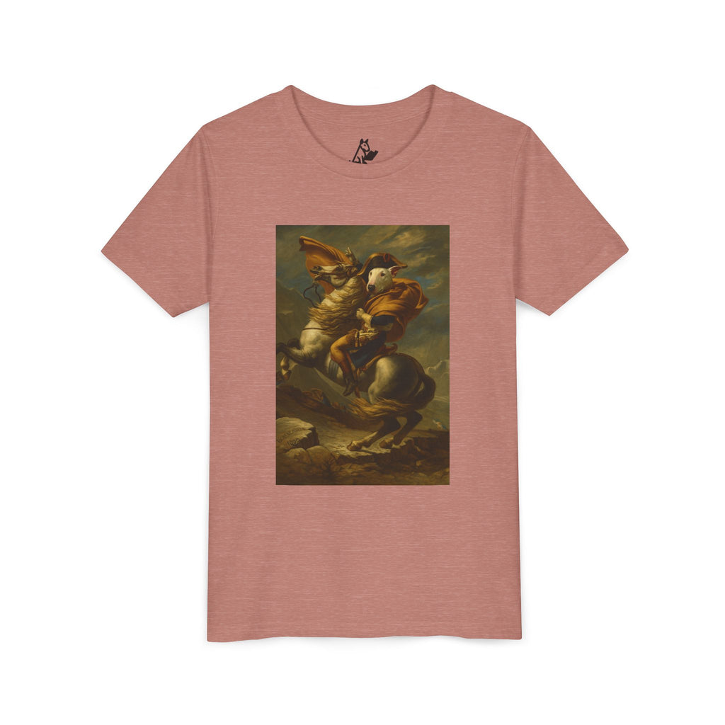 Bull Terrier Napoleon Crossing the Alps — after Jacques-Louis David, 1801 | Youth Tee