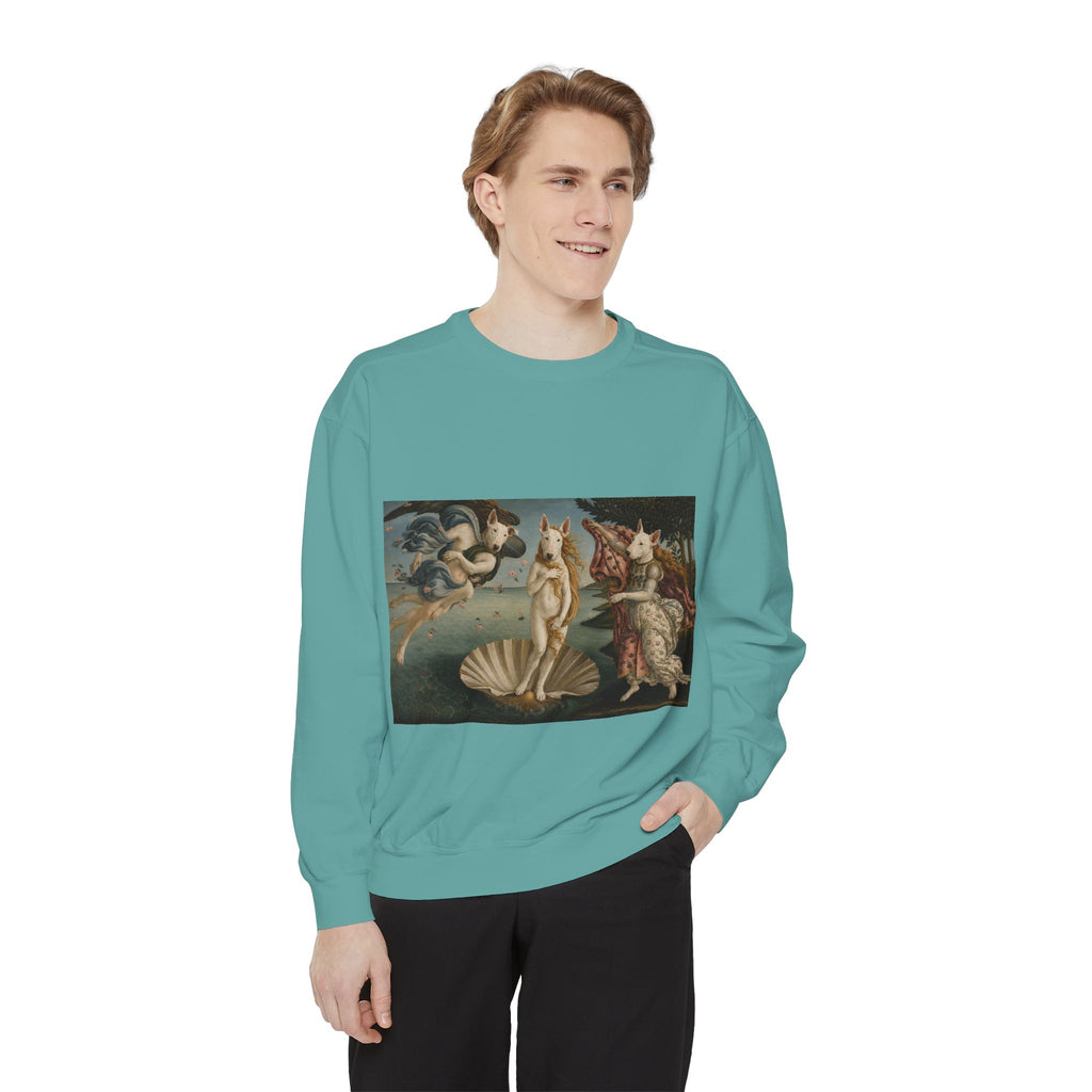 Bull Terrier The Birth of Venus — after Sandro Botticelli, c.1485 | Crewneck