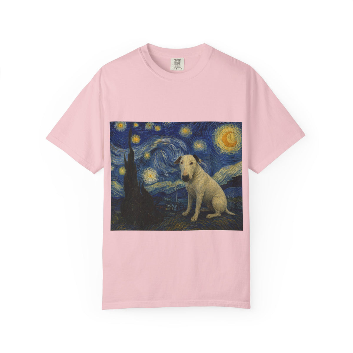 Bull Terrier The Starry Night — after Vincent van Gogh, 1889 | Garment-Dyed Tee