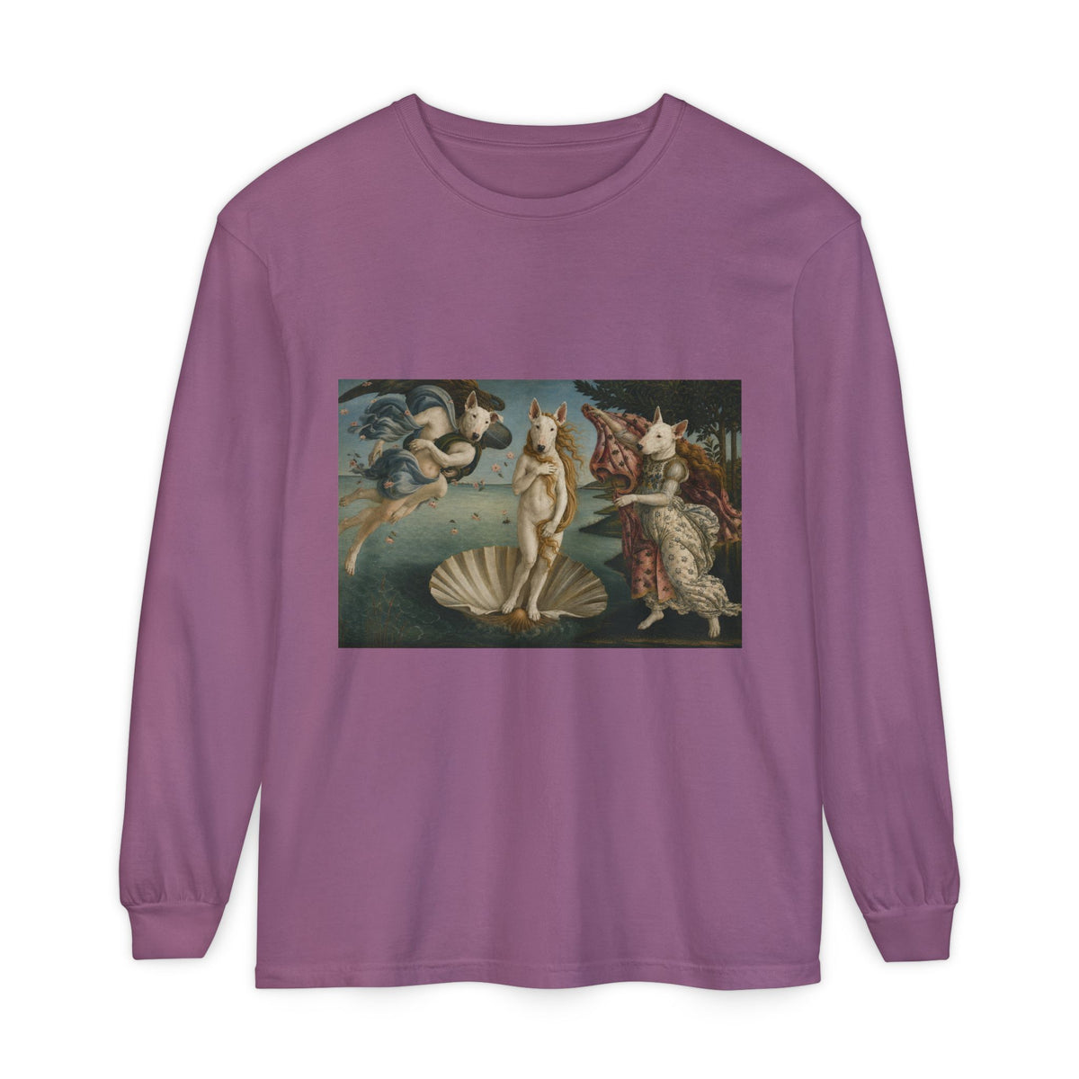 Bull Terrier The Birth of Venus — after Sandro Botticelli, c.1485 | Long Sleeve