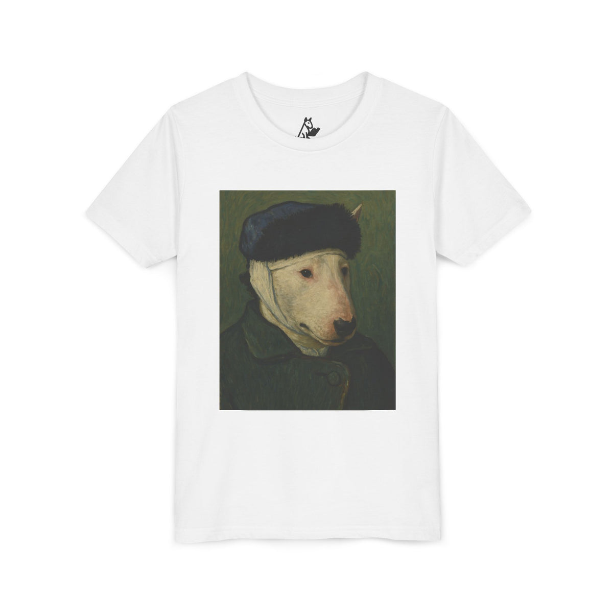 Bull Terrier Self-Portrait with Bandaged Ear — after Vincent van Gogh, 1889 | Youth Tee