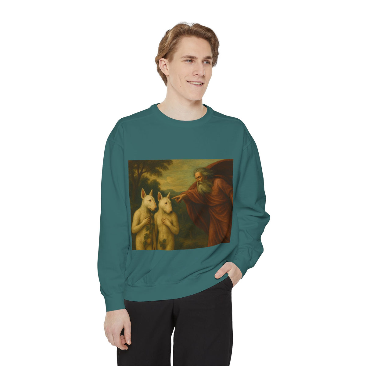 Bull Terrier The Rebuke of Adam and Eve — after Domenichino, 1626 | Crewneck