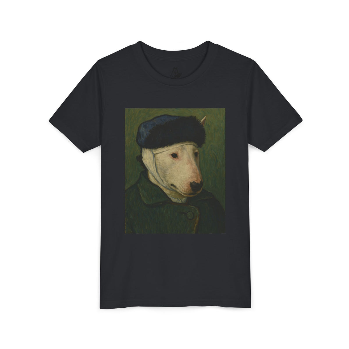 Bull Terrier Self-Portrait with Bandaged Ear — after Vincent van Gogh, 1889 | Youth Tee