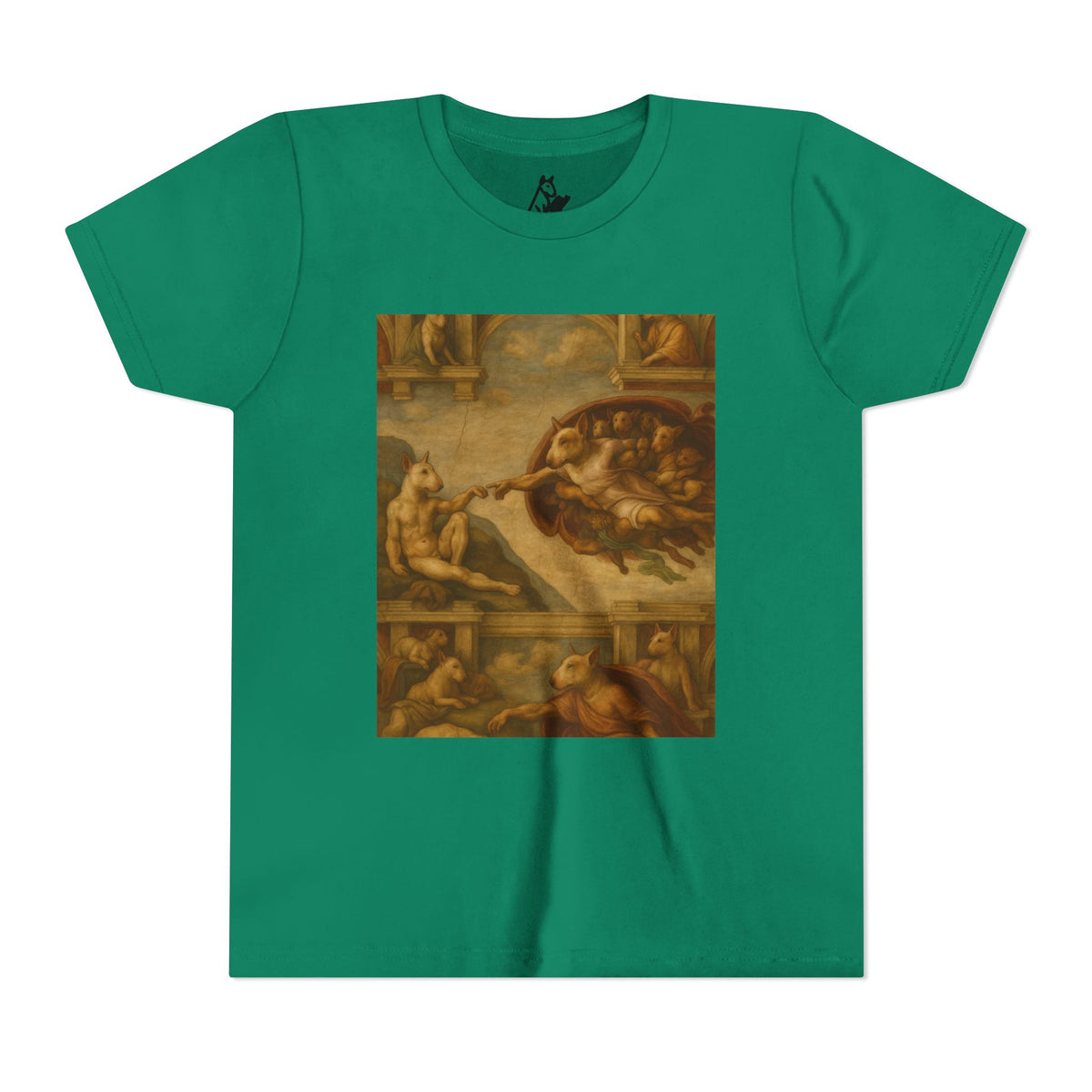 Bull Terrier The Creation of Adam — after Michelangelo, 1512 | Youth Tee