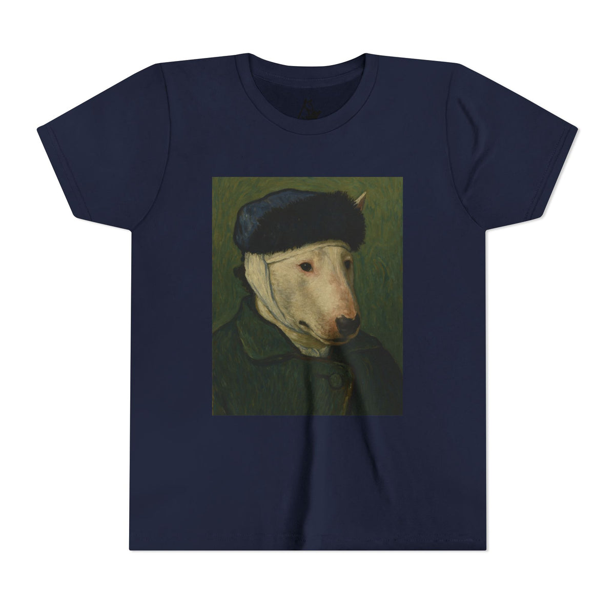 Bull Terrier Self-Portrait with Bandaged Ear — after Vincent van Gogh, 1889 | Youth Tee