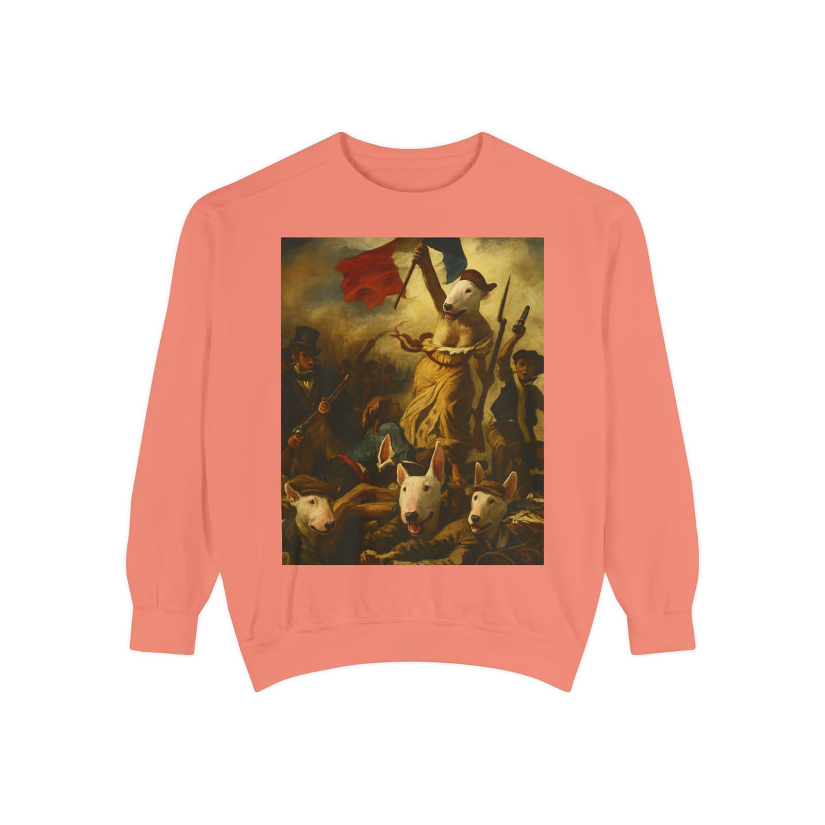 Bull Terrier Liberty Leading the People — after Eugene Delacroix, 1830 | Crewneck