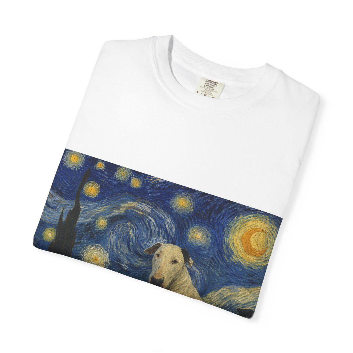 Bull Terrier The Starry Night — after Vincent van Gogh, 1889 | Garment-Dyed Tee