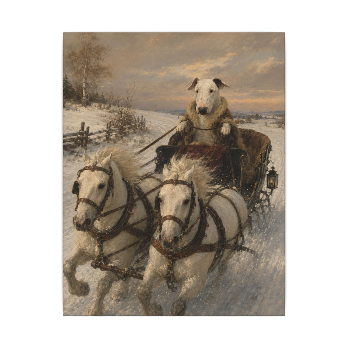 Bull Terrier Sleigh Ride — after Alfred Wierusz-Kowalski, c.1890 | Canvas