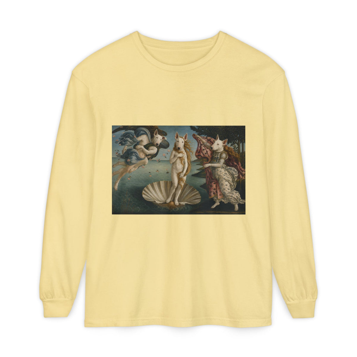 Bull Terrier The Birth of Venus — after Sandro Botticelli, c.1485 | Long Sleeve
