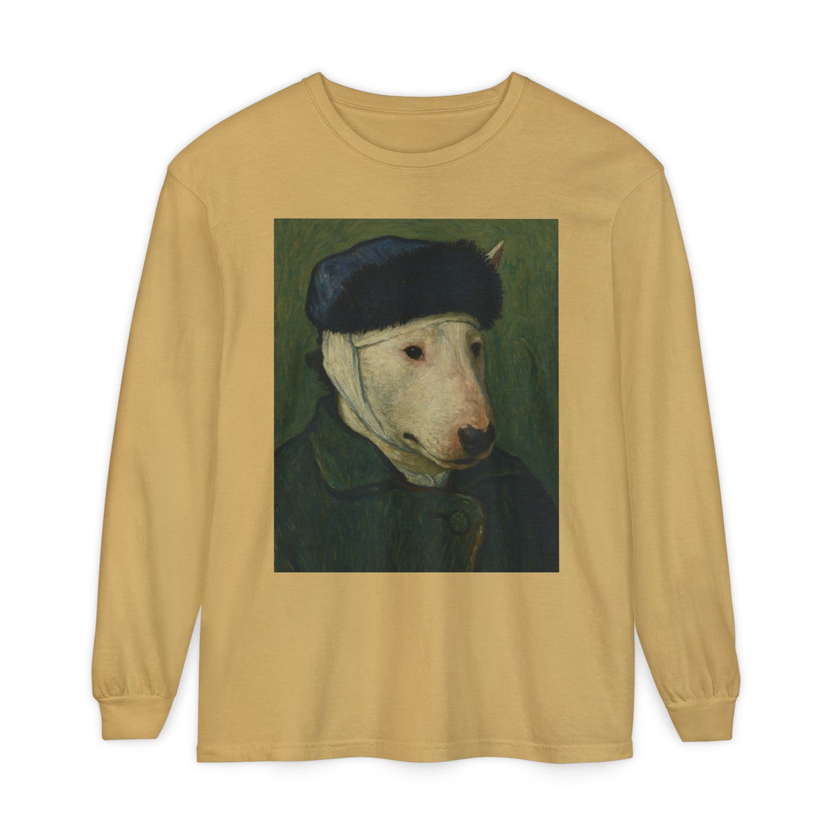 Bull Terrier Self-Portrait with Bandaged Ear — after Vincent van Gogh, 1889 | Long Sleeve
