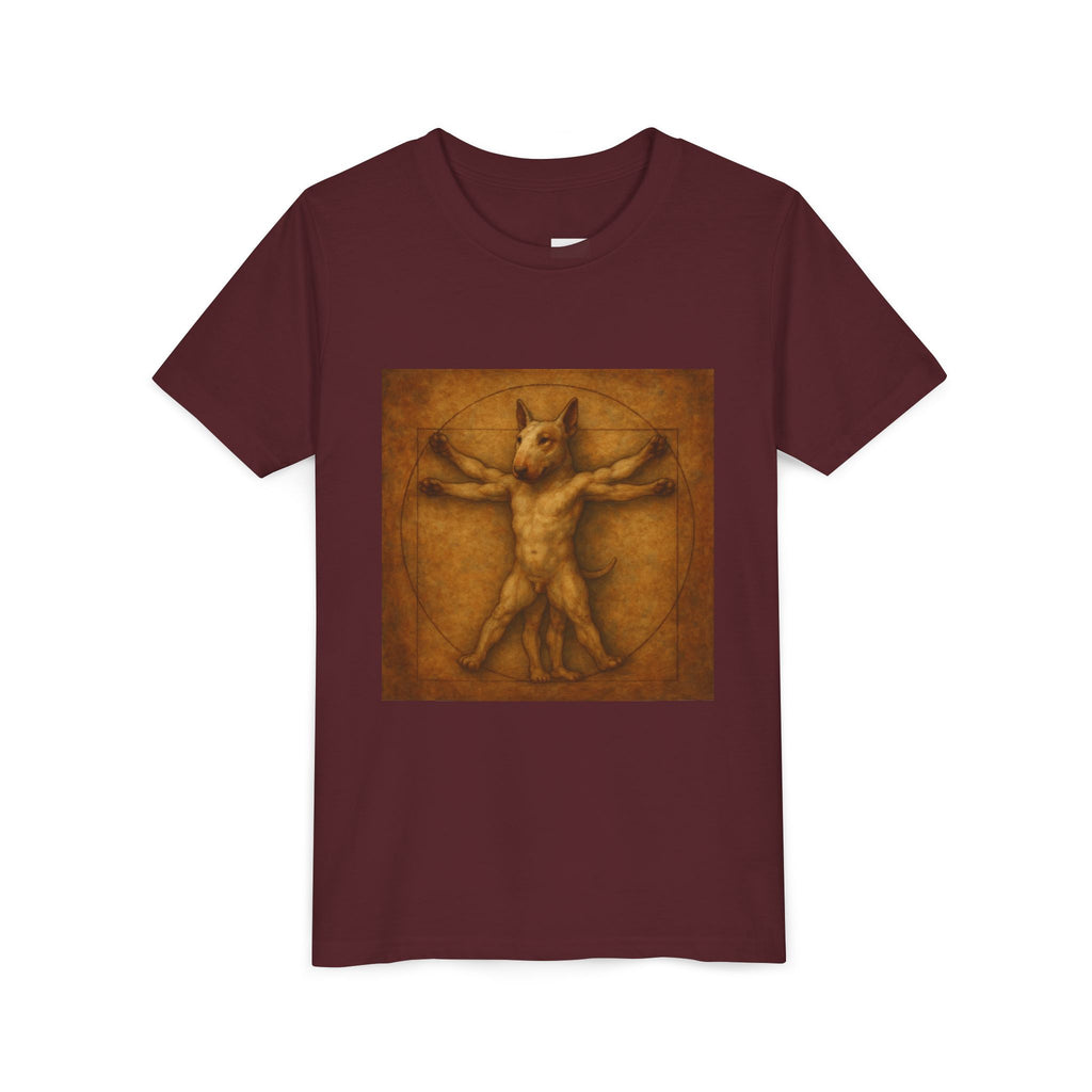 Bull Terrier Vitruvian Man — after Leonardo da Vinci, c.1490 | Youth Tee