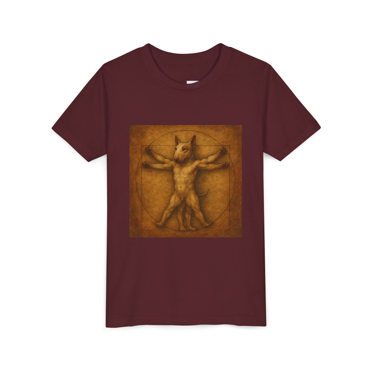 Bull Terrier Vitruvian Man — after Leonardo da Vinci, c.1490 | Youth Tee