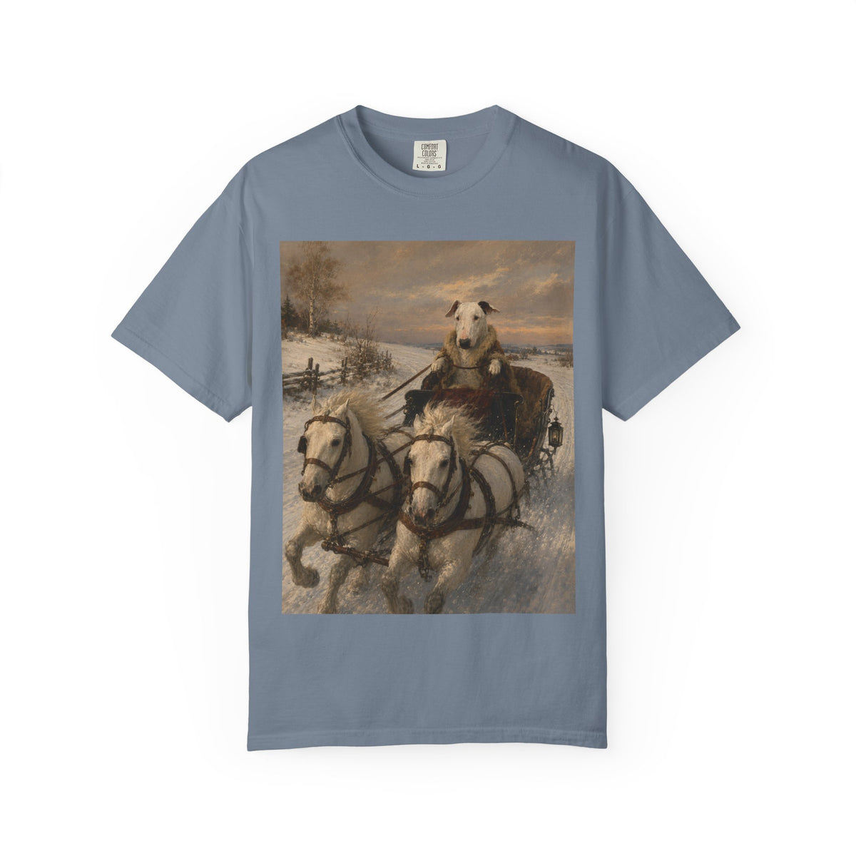 Bull Terrier Sleigh Ride — after Alfred Wierusz-Kowalski, c.1890 | Garment-Dyed Tee