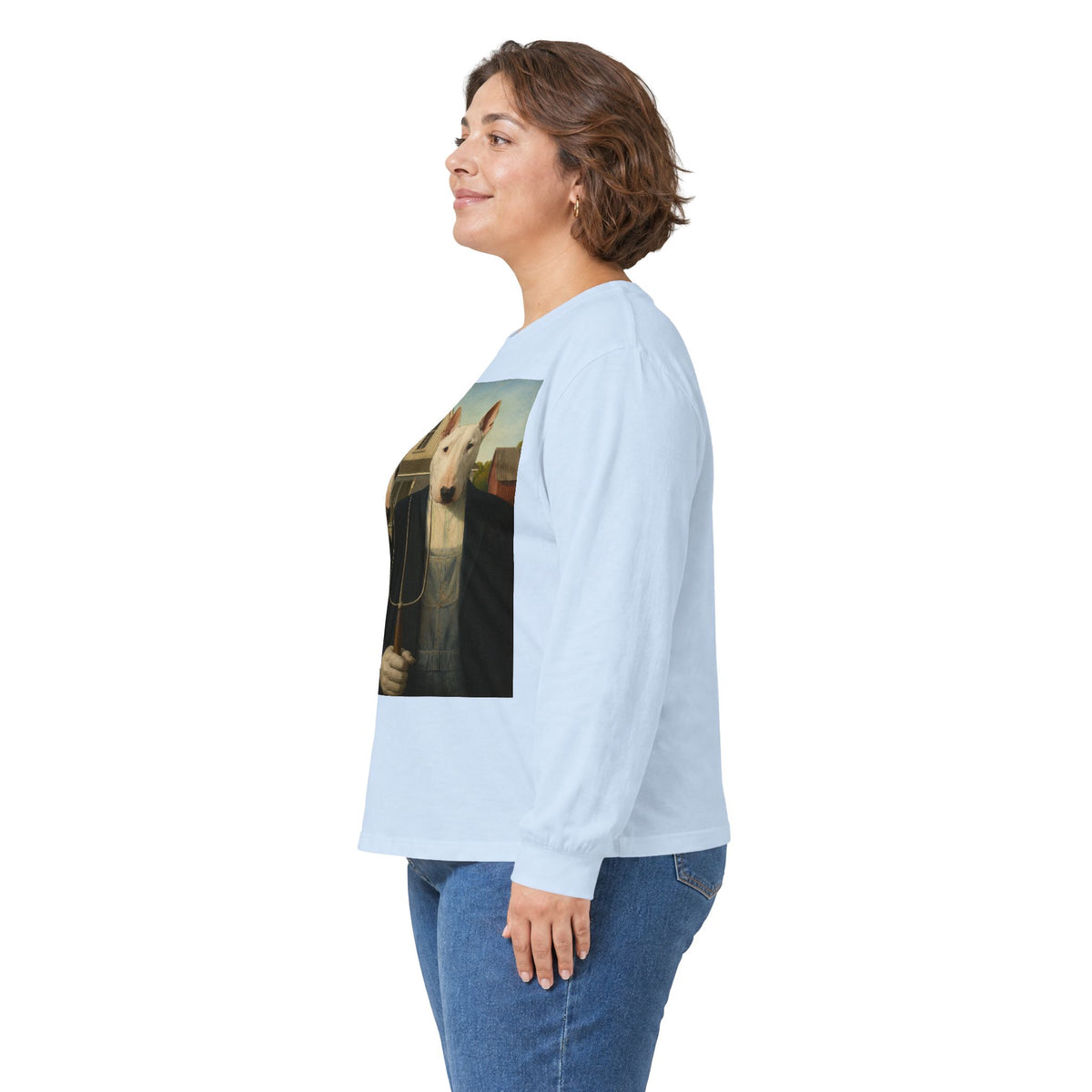 Bull Terrier American Gothic — after Grant Wood, 1930 | Long Sleeve