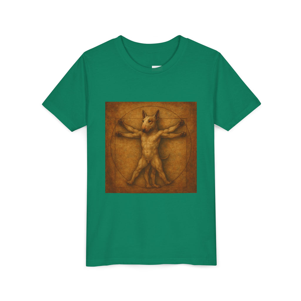 Bull Terrier Vitruvian Man — after Leonardo da Vinci, c.1490 | Youth Tee