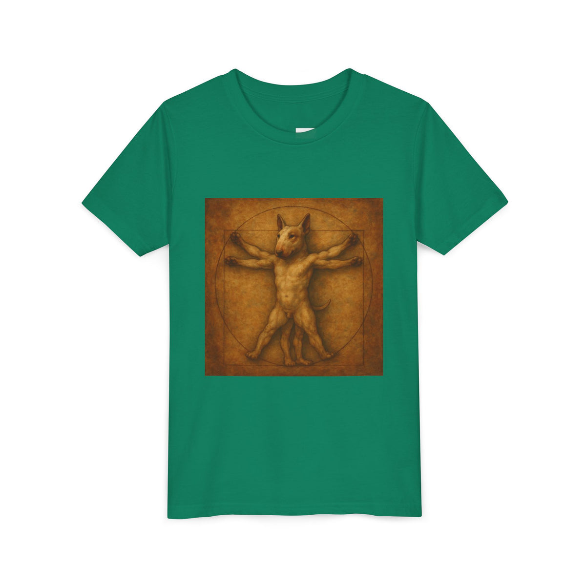 Bull Terrier Vitruvian Man — after Leonardo da Vinci, c.1490 | Youth Tee