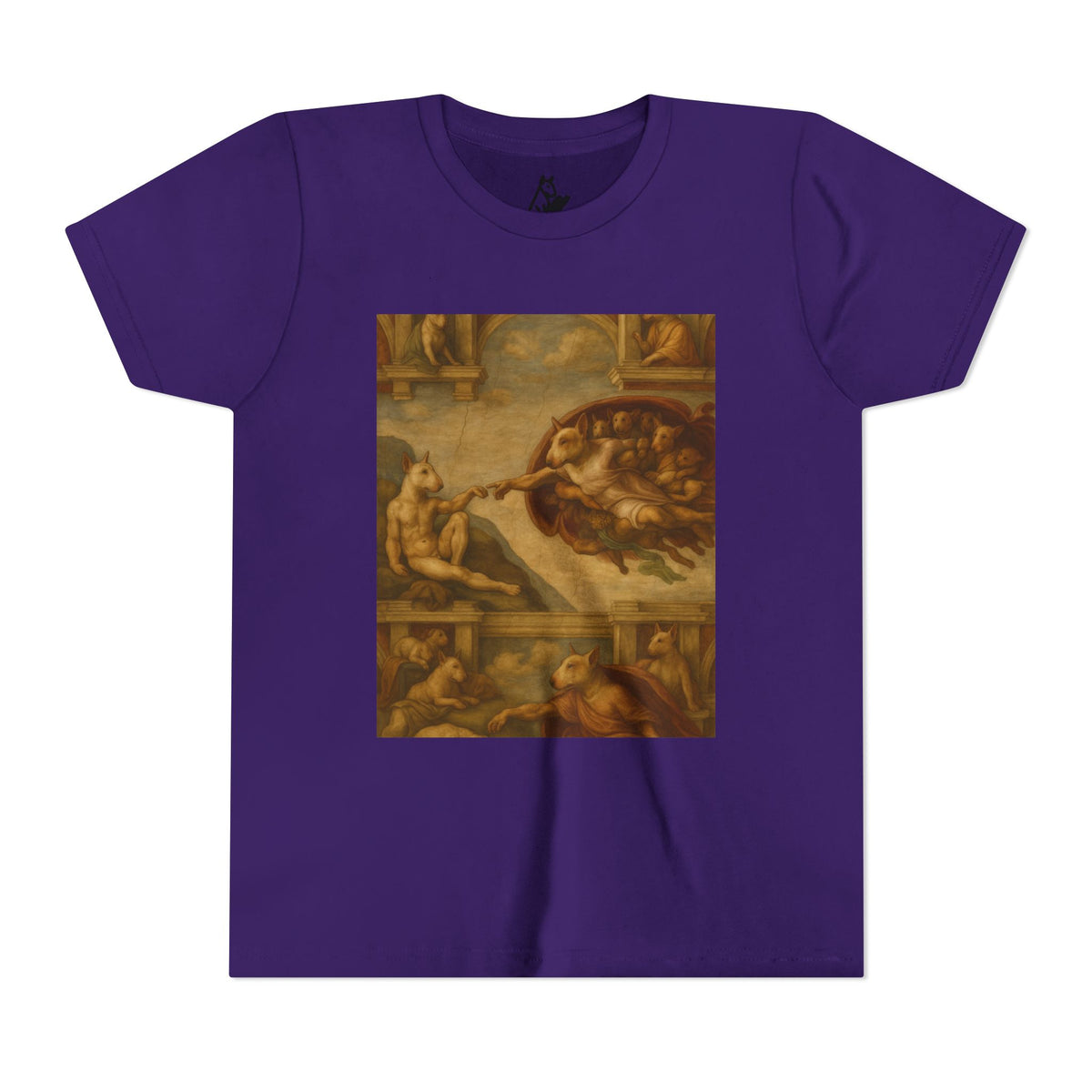 Bull Terrier The Creation of Adam — after Michelangelo, 1512 | Youth Tee