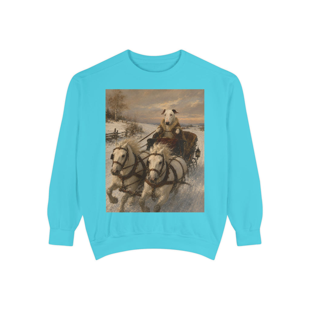 Bull Terrier Sleigh Ride — after Alfred Wierusz-Kowalski, c.1890 | Crewneck